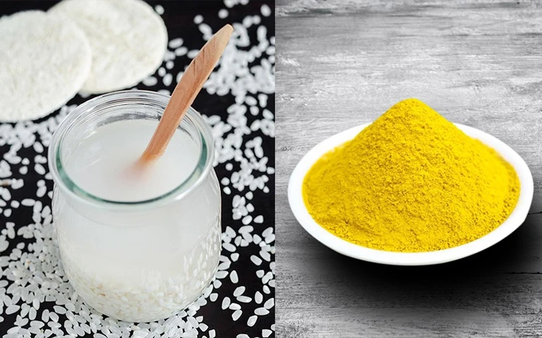 Nước vo gạo kết hợp tinh bột nghệ giúp trị mụn hiệu quả