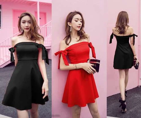 Những chiếc váy đầm trễ vai để lộ xương quai xanh trông bạn càng thêm quyến rũ.