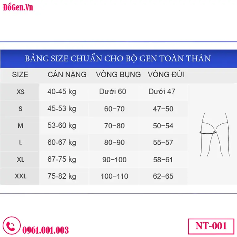 BẢNG SIZE áo gen bắp tay và gen bụng y khoa định hình