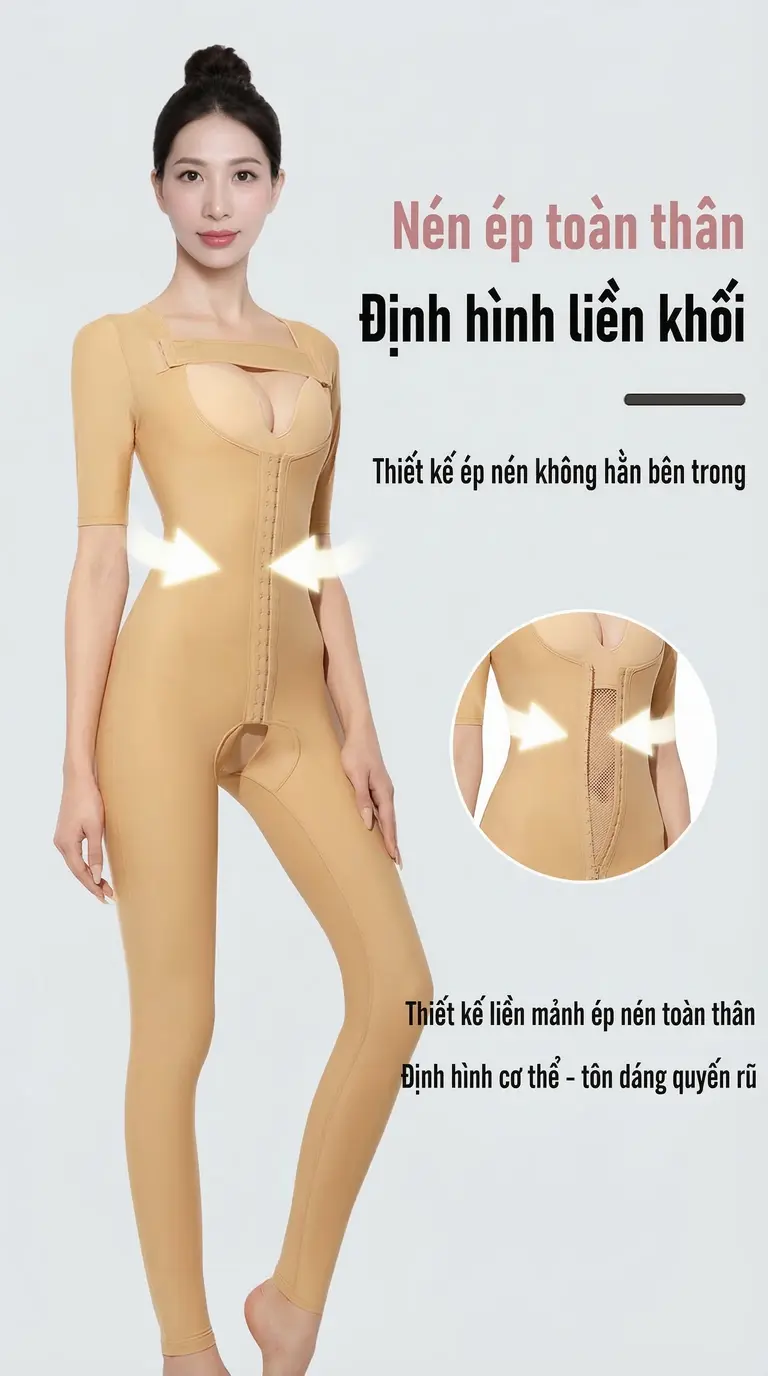 Áo gen định hình body shaper sau liposuction nách bắp tay bụng mông.
