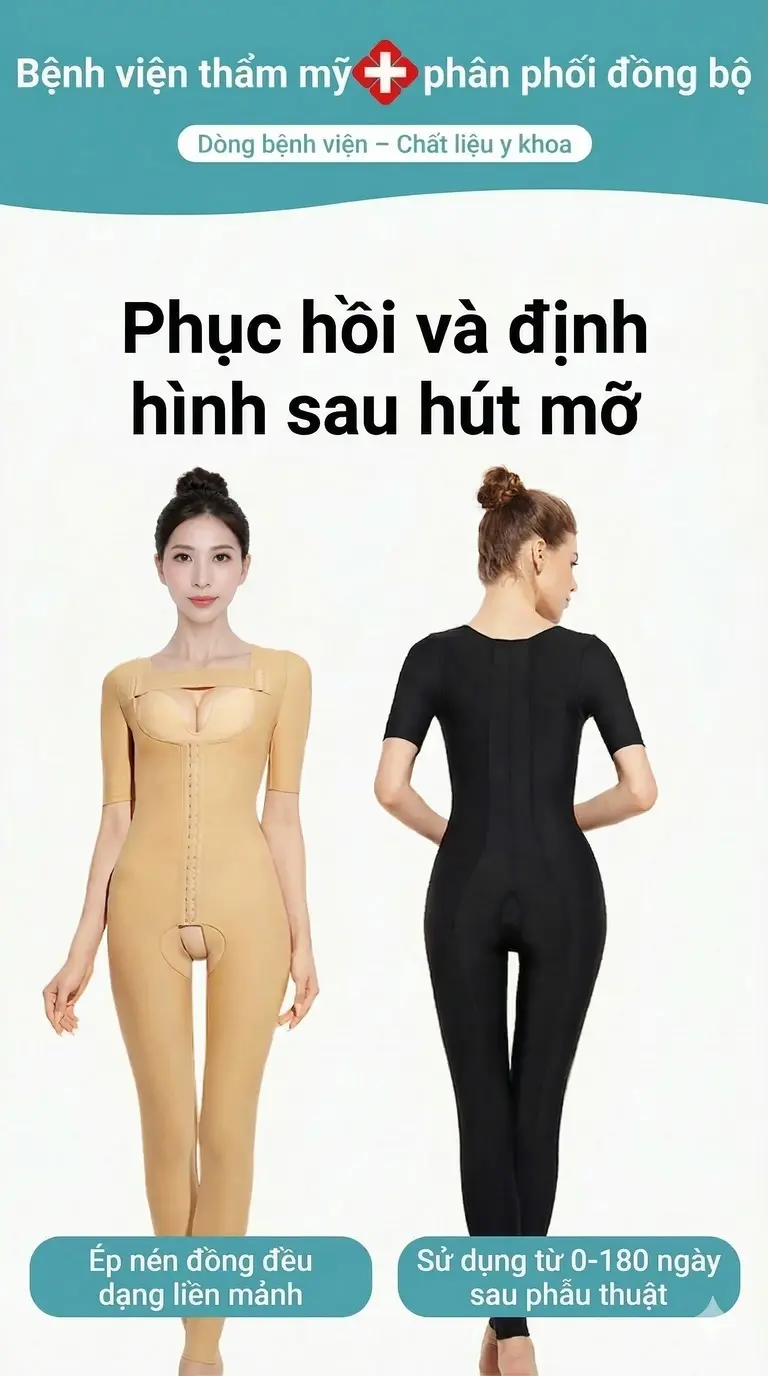 Áo gen sau hút mỡ liposuction compression garment cho body shaping.
