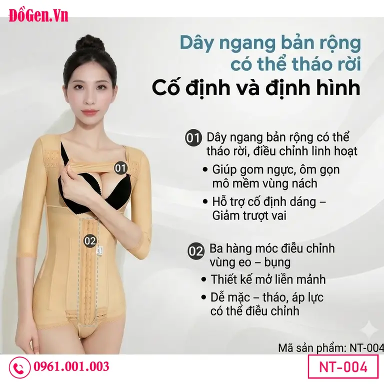 Áo gen định hình cơ thể sau hút mỡ nách, bắp tay, bụng và mông giúp tạo dáng thon gọn