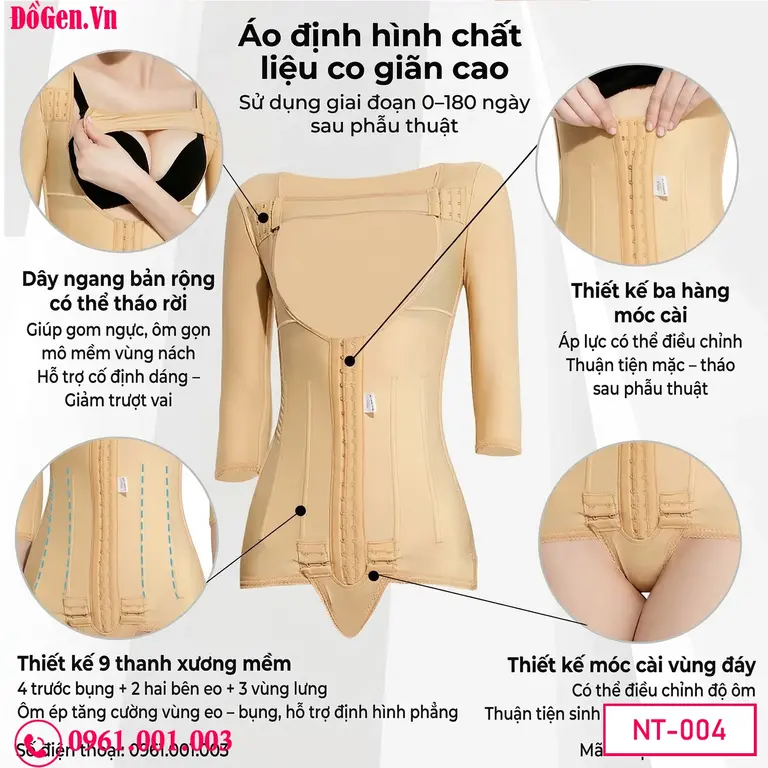 Áo gen hậu phẫu nách, bắp tay, bụng và mông giúp phục hồi sau phẫu thuật