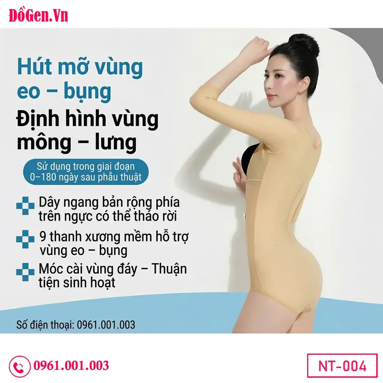 Áo gen thẩm mỹ sau hút mỡ nách, bắp tay, bụng và mông giúp định hình body