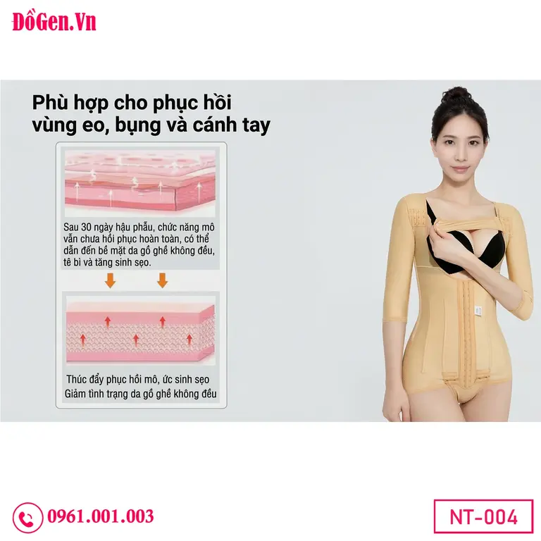 Áo gen lipo sau hút mỡ nách, bắp tay, bụng và mông hỗ trợ phục hồi thẩm mỹ