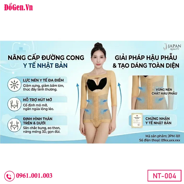 Áo gen slim body sau hút mỡ nách, bắp tay, bụng và mông giúp vóc dáng thon gọn