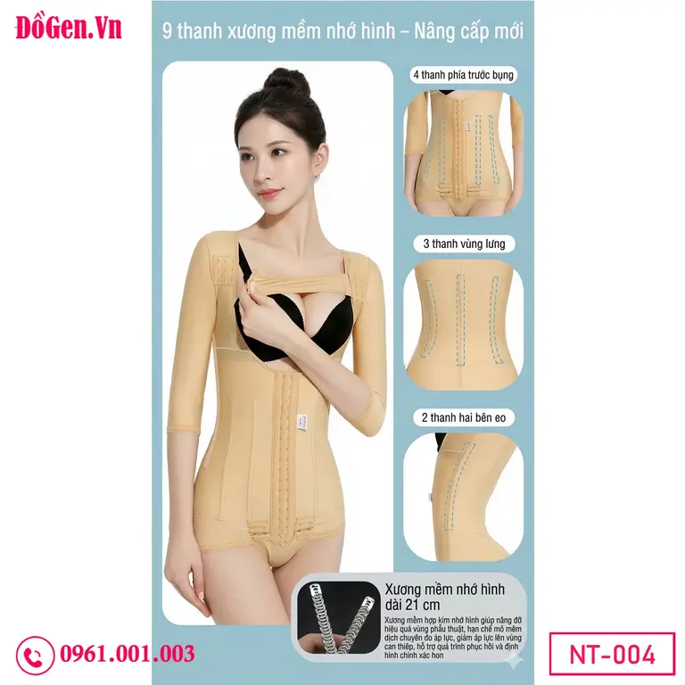 Áo gen định hình body sau hút mỡ nách, bắp tay, bụng và mông tạo dáng đồng hồ cát