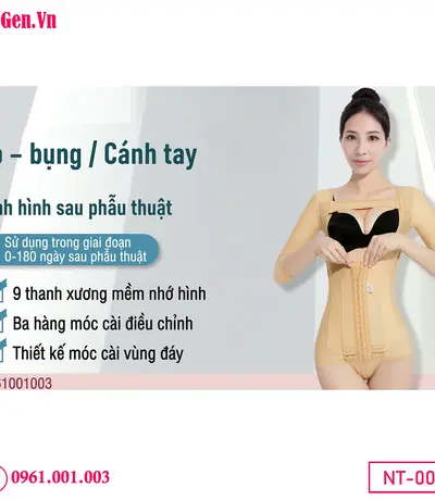 Áo gen nén sau hút mỡ nách, bắp tay, bụng và mông giúp cố định mô mềm