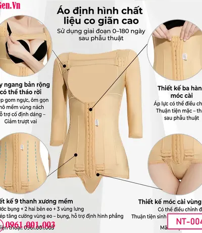 Áo gen hậu phẫu nách, bắp tay, bụng và mông giúp phục hồi sau phẫu thuật