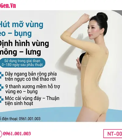 Áo gen thẩm mỹ sau hút mỡ nách, bắp tay, bụng và mông giúp định hình body