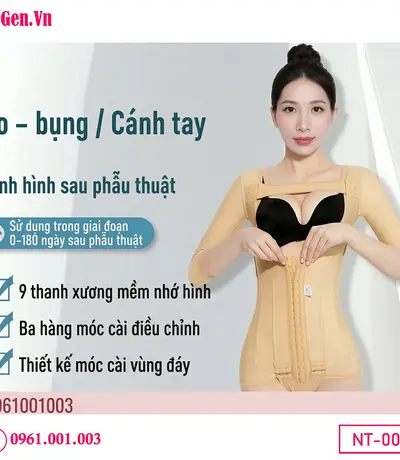 Áo gen hậu phẫu liposuction nách, bắp tay, bụng và mông giúp cố định mô phẫu thuật