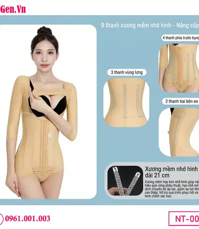 Áo gen định hình body sau hút mỡ nách, bắp tay, bụng và mông giúp tôn dáng phụ nữ