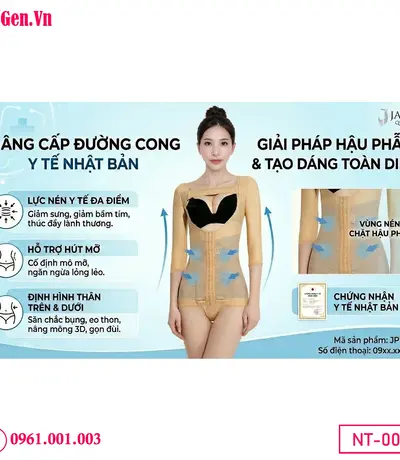 Áo gen slim body sau hút mỡ nách, bắp tay, bụng và mông giúp vóc dáng thon gọn