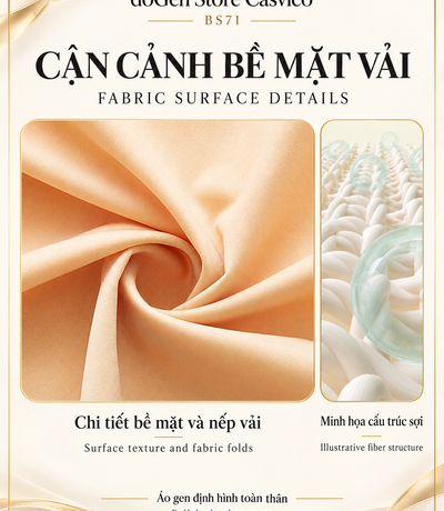 Cận cảnh bề mặt và nếp vải áo gen BS71 màu da