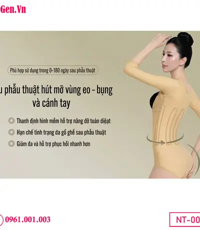 Áo gen nách, bắp tay, bụng và mông sau liposuction giúp giữ dáng cơ thể