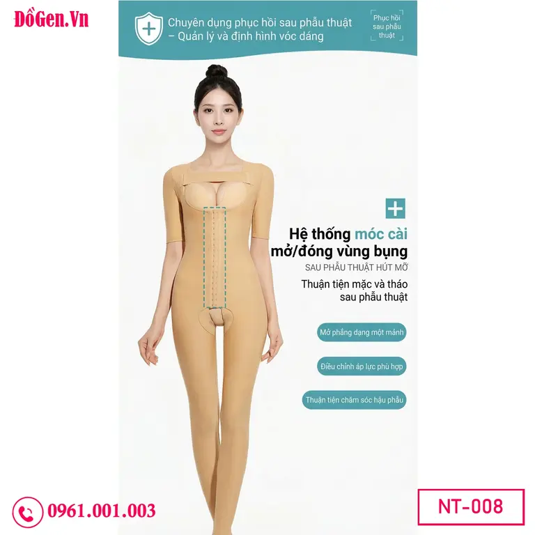 Áo gen compression garment sau hút mỡ nách bắp tay bụng mông giúp body contour recovery.