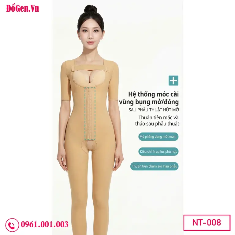 Áo gen nén compression garment sau hút mỡ giúp giảm swelling và giữ form cơ thể.