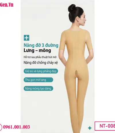 Áo gen định hình sau hút mỡ nách, bắp tay, bụng và mông hỗ trợ giữ form body