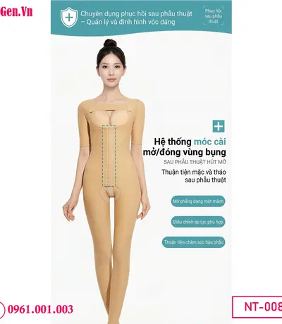 Áo gen compression garment sau hút mỡ nách bắp tay bụng mông giúp body contour recovery.