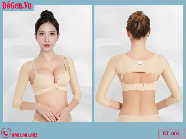 Gen định hình bắp tay và nách có đệm mút mềm mại phần nách không làm xước vết khâu.