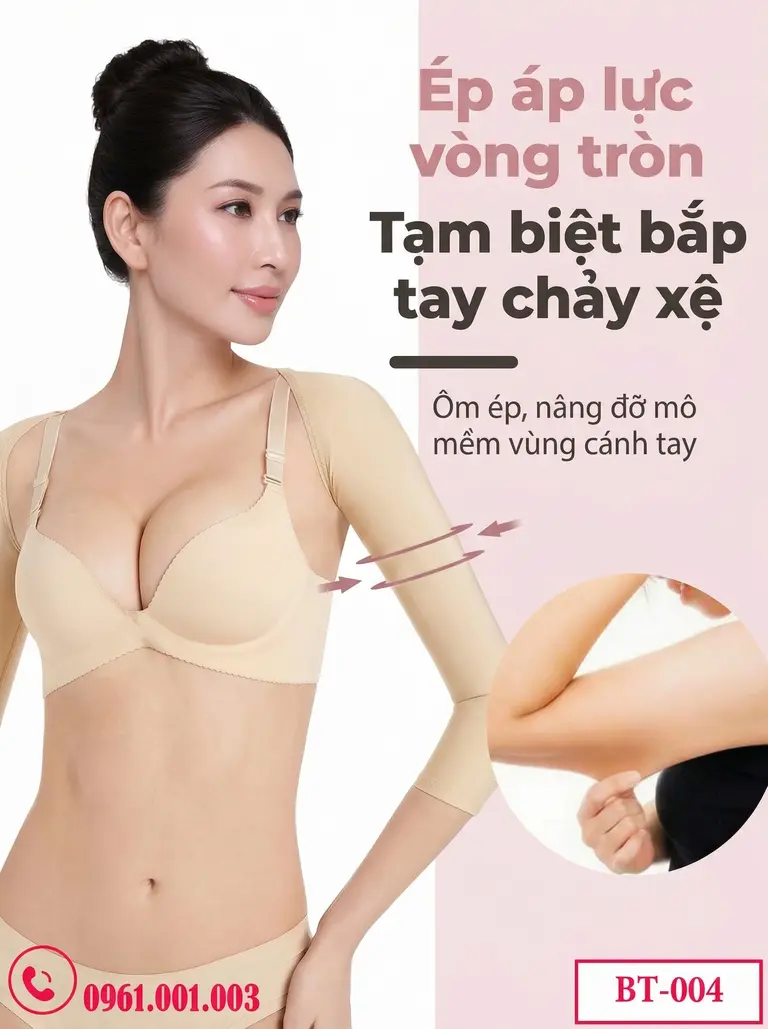 Gen nịt tay sau hút mỡ chuẩn y khoa hỗ trợ tăng cường lưu thông máu và giảm bầm tím bề mặt.