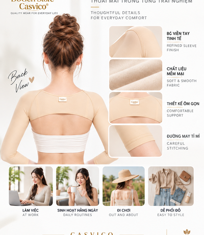 Chi tiết áo gen định hình cánh tay Casvico