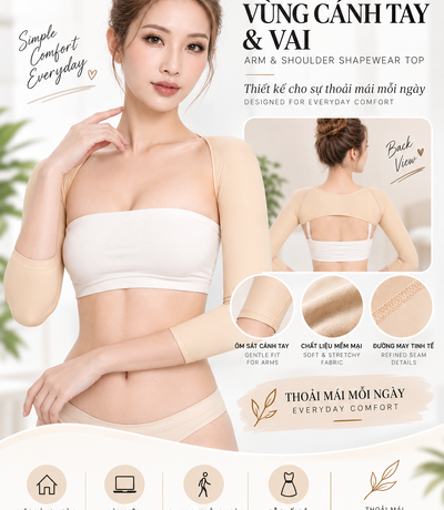 Áo gen định hình vùng cánh tay và vai màu nude