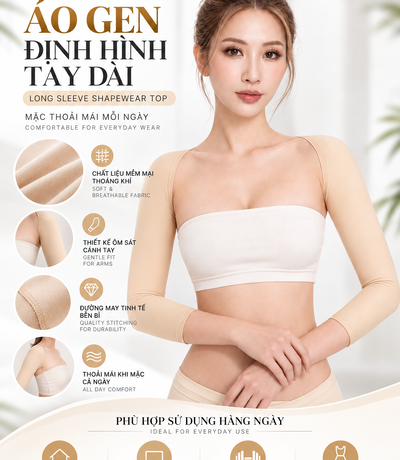Áo gen định hình tay dài với chất liệu mềm và co giãn