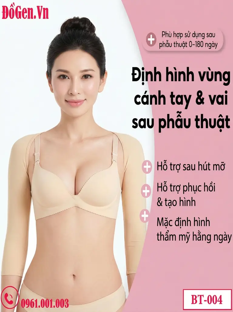 Gen định hình bắp tay và nách có đệm mút mềm mại phần nách không làm xước vết khâu.