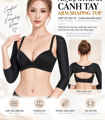 Áo gen cánh tay BT-004 màu đen với hình ảnh mặt trước và mặt sau
