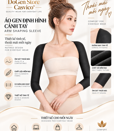 Áo gen cánh tay BT-004 màu đen trên người mẫu ở góc nghiêng