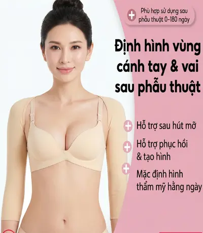 Gen định hình bắp tay và nách có đệm mút mềm mại phần nách không làm xước vết khâu.