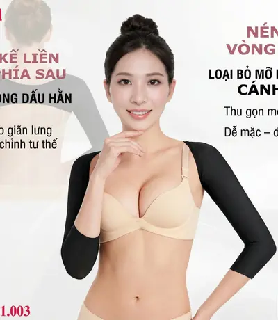 Áo ép bắp tay sau hút mỡ Samtuu dệt may 3D giấu viền tàng hình dưới mọi trang phục.