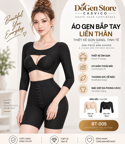 Áo gen bắp tay liền thân BT-005 màu đen Casvico