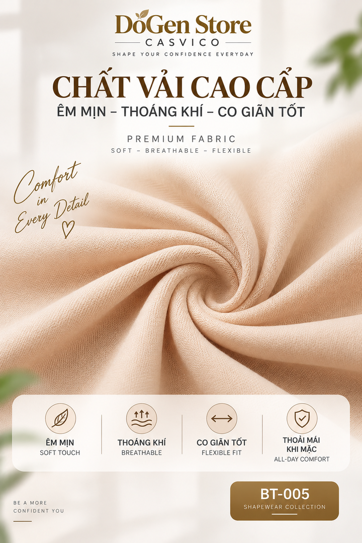 Chất vải mềm màu da của áo định hình BT-005 Casvico