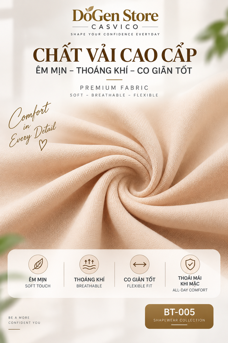 Chất vải mềm màu da của áo định hình BT-005 Casvico