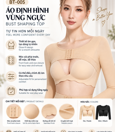 Áo BT-005 màu da với móc cài phía trước