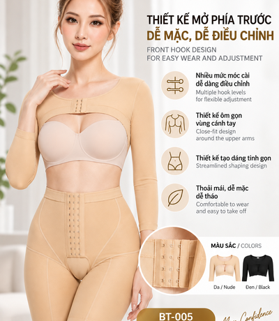 Áo gen BT-005 màu da với thiết kế móc cài phía trước