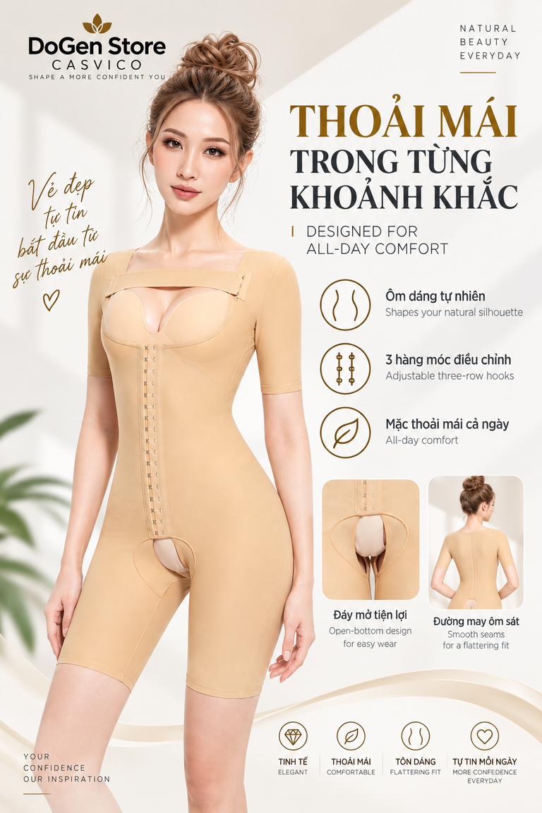 Chi tiết kiểu dáng và đường may hoàn thiện của gen định hình Casvico