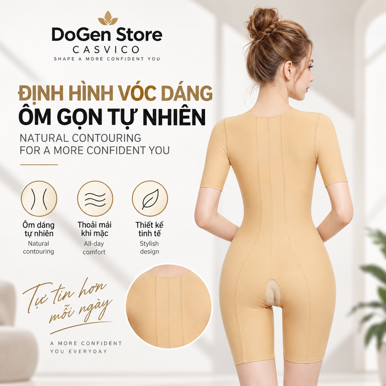 Mặt sau gen định hình Casvico với các đường may ôm sát cơ thể