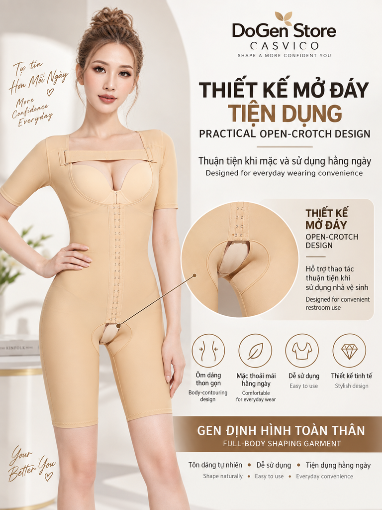 Gen định hình Casvico với thiết kế mở đáy tiện dụng