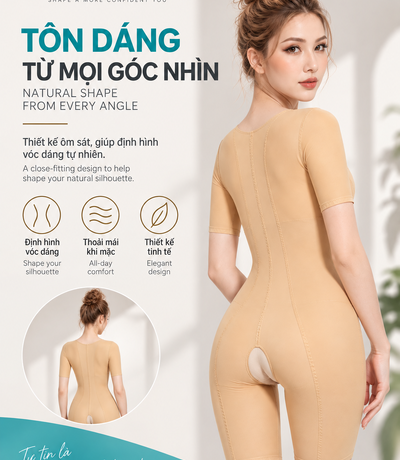 Gen định hình Casvico màu da nhìn từ phía sau và chếch bên
