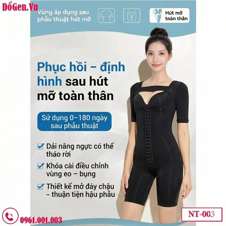 Áo gen nịt bắp tay bụng đùi sau hút mỡ giúp giảm sưng và định hình cơ thể