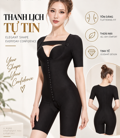 Bộ gen định hình toàn thân Casvico màu đen với góc chụp nghiêng.
