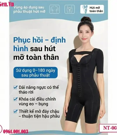 Áo gen nịt bắp tay bụng đùi sau hút mỡ giúp giảm sưng và định hình cơ thể
