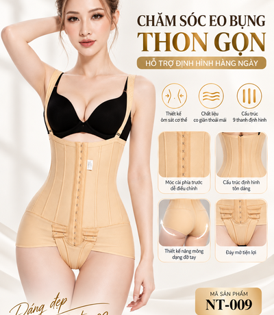 Cận cảnh 9 thanh xương định hình mềm mại trên đai siết eo DoGen Store Casvico NT-009