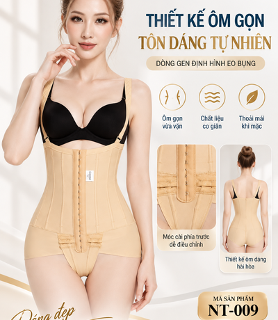 Người mẫu mặc gen định hình toàn thân màu kem NT-009 thiết kế ôm gọn vóc dáng