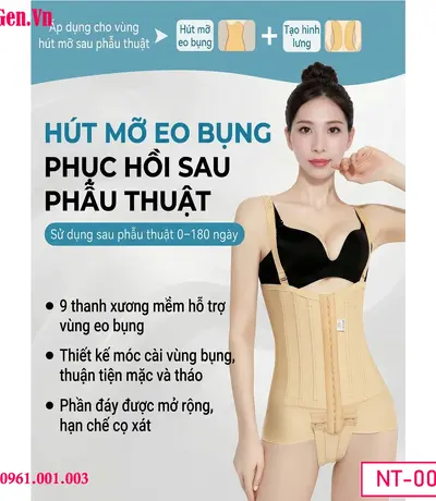 Áo gen bụng cho người thừa cân béo phì - Hỗ trợ nâng đỡ khối mỡ nặng, giảm tải áp lực cho vùng xương chậu.