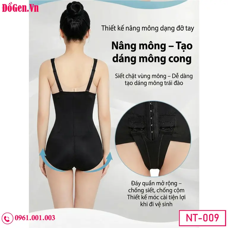 Gen toàn thân có quai đeo chống cuộn giúp cố định vóc dáng an toàn