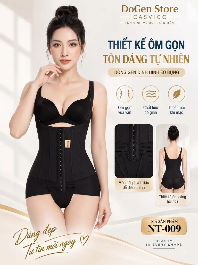 Gen định hình eo bụng NT-009 Casvico với thiết kế ôm sát cơ thể và cấu trúc hỗ trợ định hình